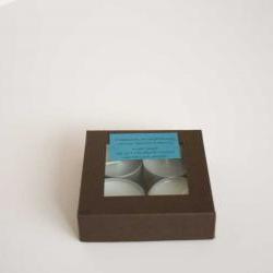 Natural wax tea light candles set of 4 in Night Night, handmade by Olibanum Aromatherapy in the UK