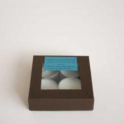 Natural wax tea light candles set of 4 in Refresh handmade by Olibanum Aromatherapy in the UK