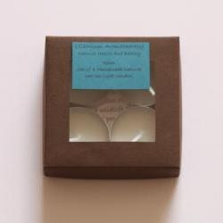 Natural wax tea light candles set of 4 in Relax, handmade by Olibanum Aromatherapy in the UK